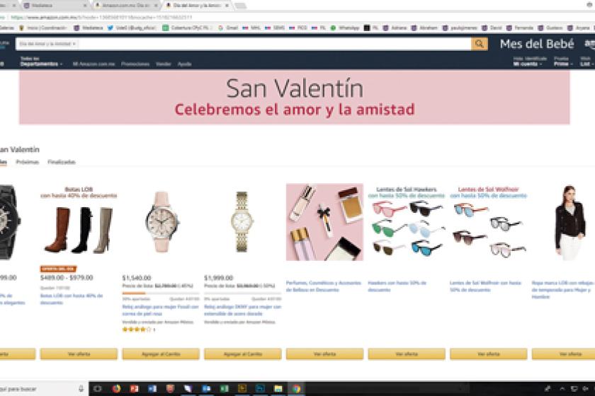 Pantalla de un portal de comercio electrónico