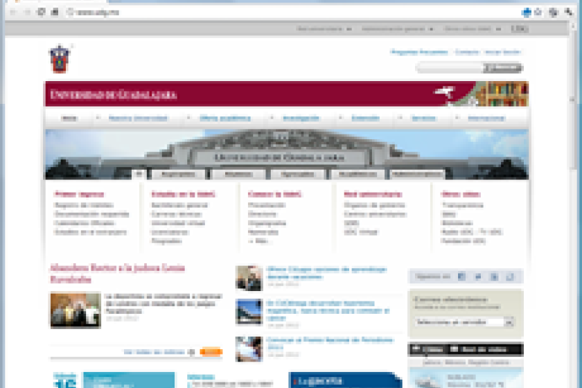 Captura de pantalla del Portal UDG.mx